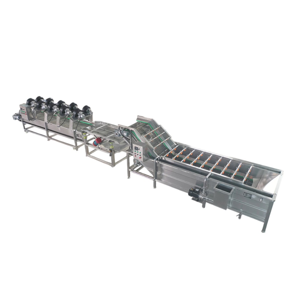 Fruit and vegetable blanching, vibrating and air drying production line
