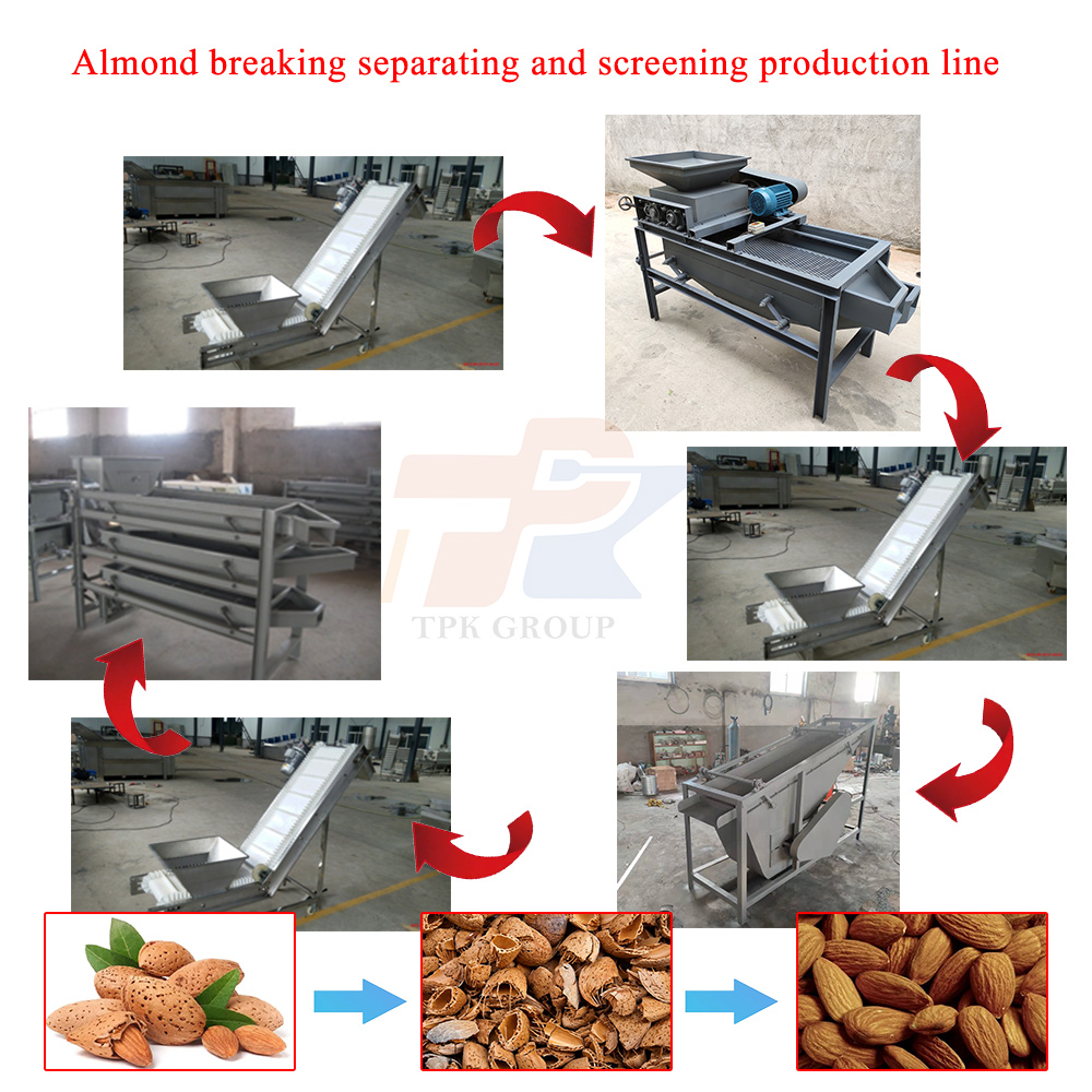 Almond-breaking-separating-and-screening-production-line